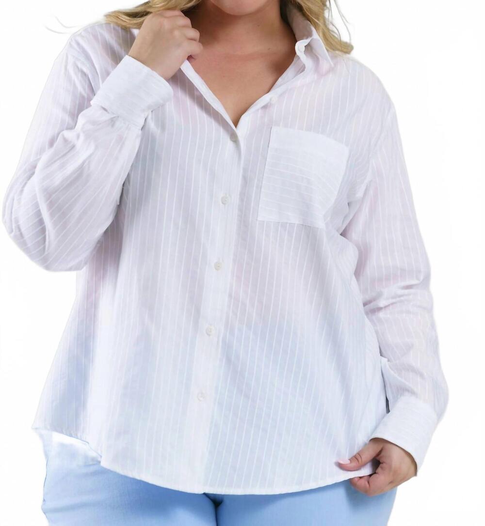 NEW JILL MCGOWAN kat shirt - plus in white horizontal pique